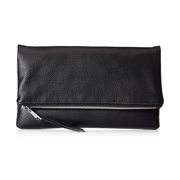 Black Leather Clutch with Silver Zipper - Picture 1 of 5